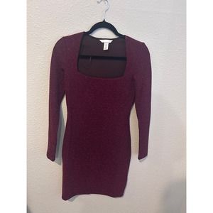 H&M Dark Red Glittery Bodycon Dress